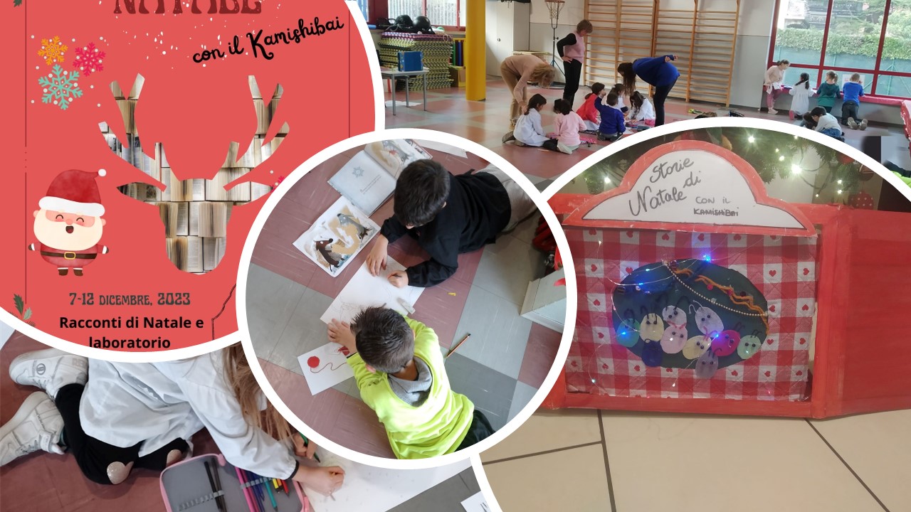 Foto laboratorio letture e creazione di storie natalizie per la giornata internazionale del kamishibai